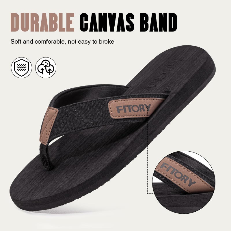 FITORY Men's Flip-Flops, Thongs Sandals Comfort Slippers for Beach Black Size 11 - Image 4